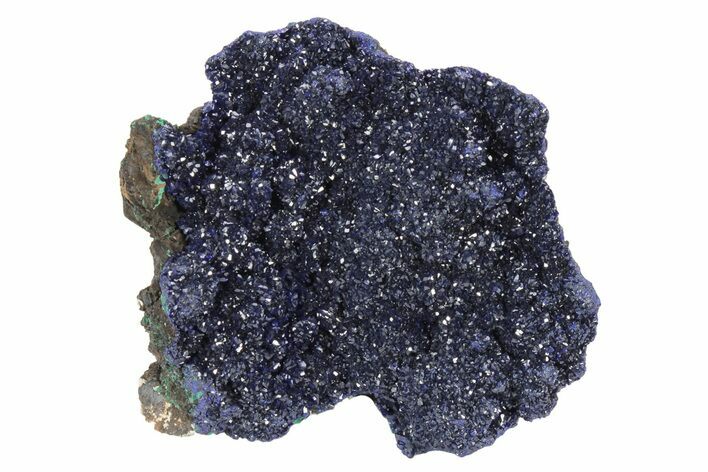 Sparkling Azurite Crystals on Fibrous Malachite - China #231815